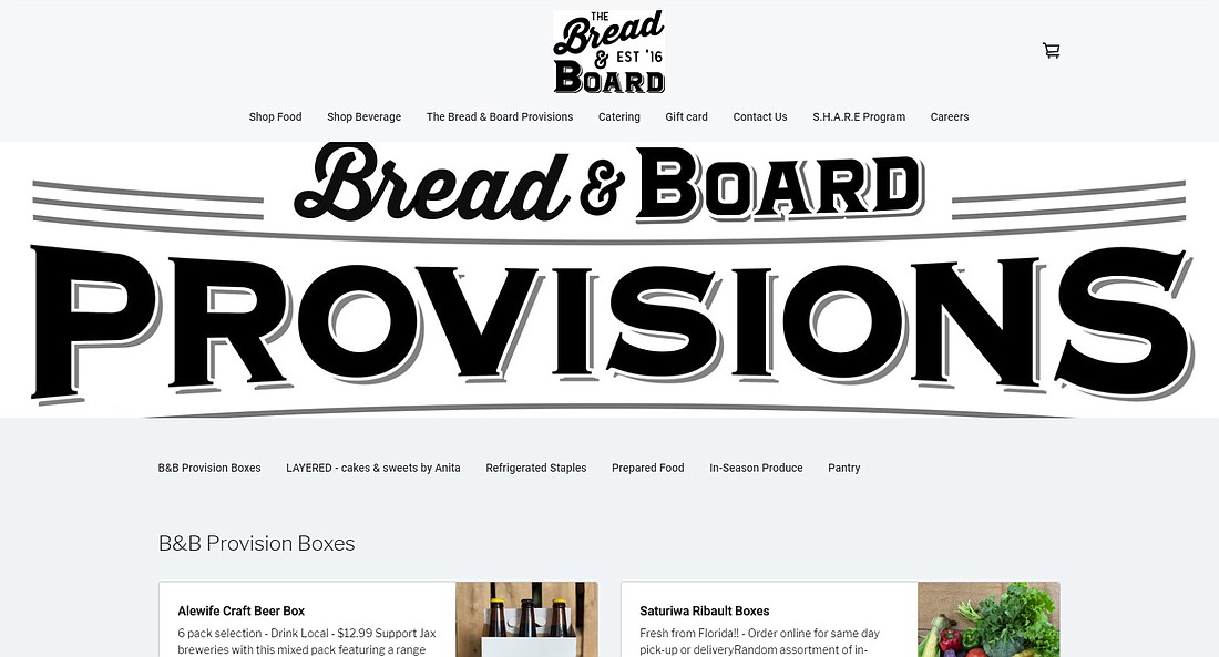 The Bread & Board Provisions website.