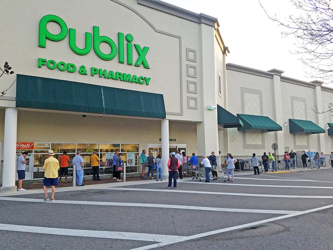 First-quarter sales at Publix Super Markets Inc. surged 16.1% as customers stocked up for the COVID-19 pandemic,