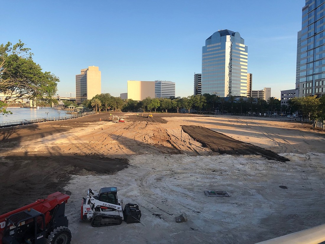 Workers will begin sodding the former site of The Jacksonville Landing later this week.