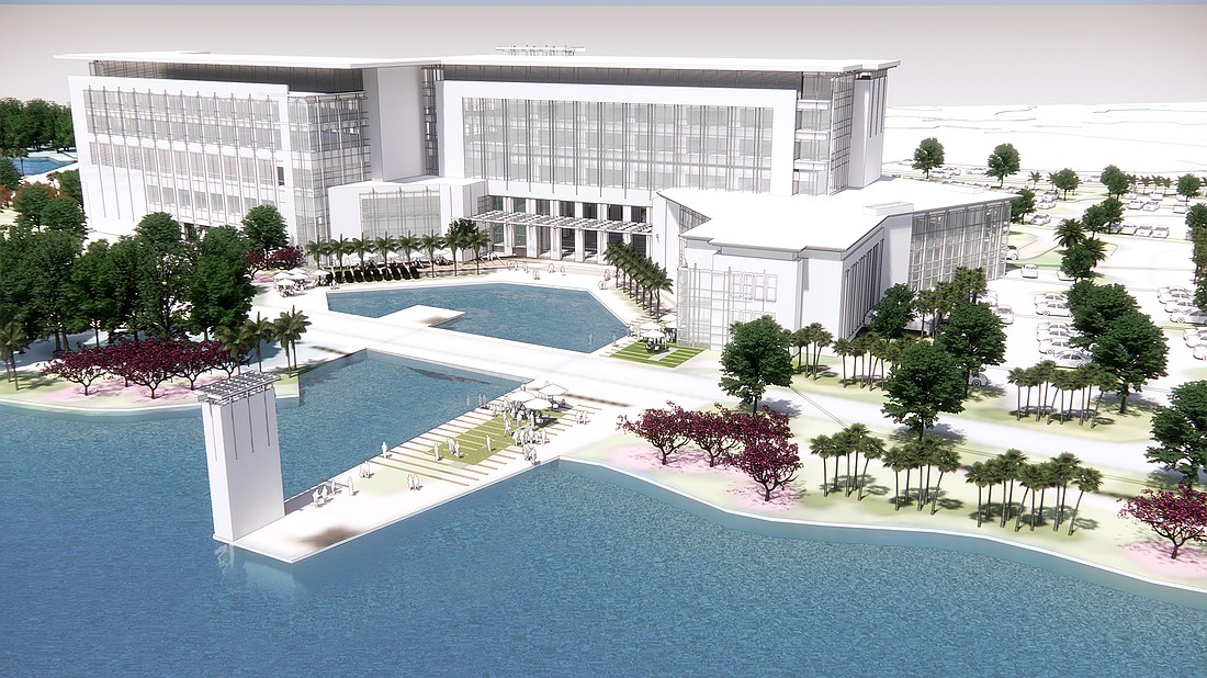 An artist&#39;s rendering of the hospital planned at the Flagler Health+ Village between Interstate 95 and State Road 9B in northern St. Johns County.