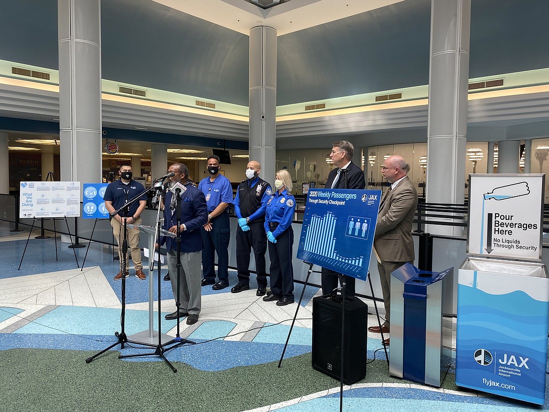 A news conference at Jacksonville International Airport  on June 2 detailed efforts to save money and keep the facility clean.