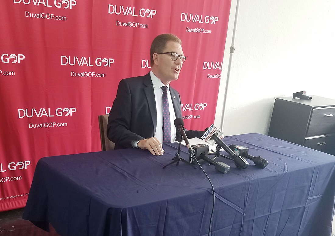 Republican Party of Duval County Chair Dean Black speaks at a news conference June 12 about the Republican National Convention coming to Jacksonville.