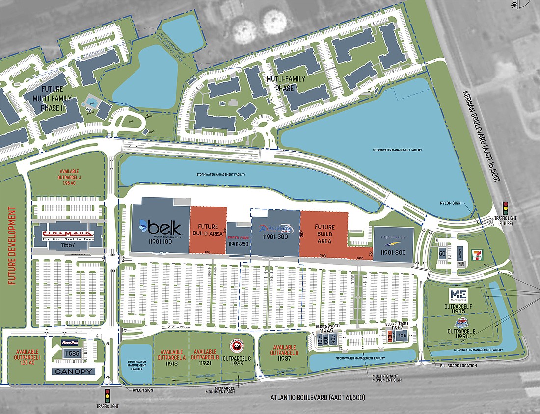 A site plan for Atlantic North shows the anticipated fill-in shops.