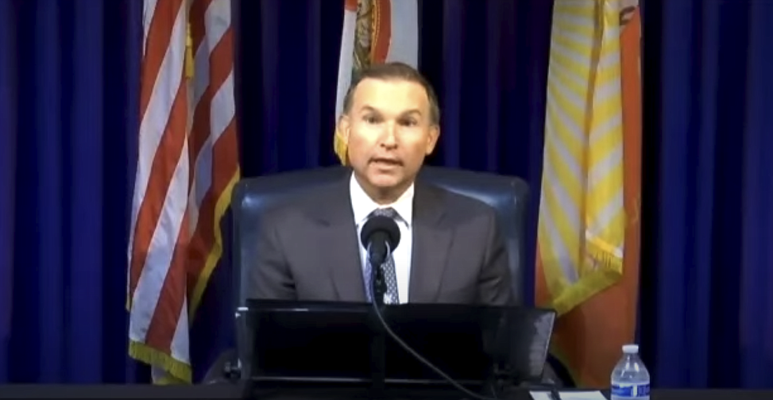 Jacksonville Mayor Lenny Curry speaks at his virtual news conference June 24.