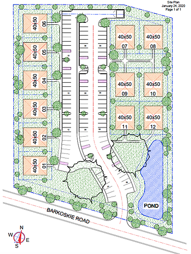 Barkoskie Villas site plan, east of Old St. Augustine Road in Mandarin.