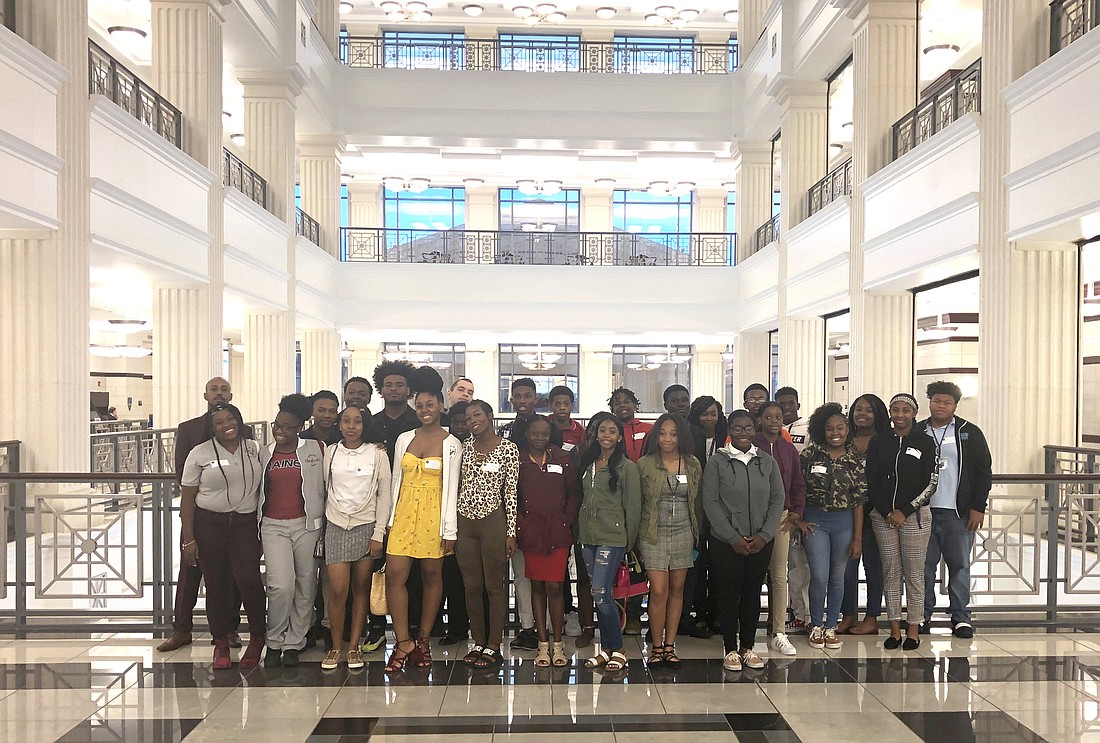 Students from Raines and Ribault high schools participating in the JBA Young Lawyers Section Future Lawyers and Leaders program toured the Duval County Courthouse on Nov. 1.