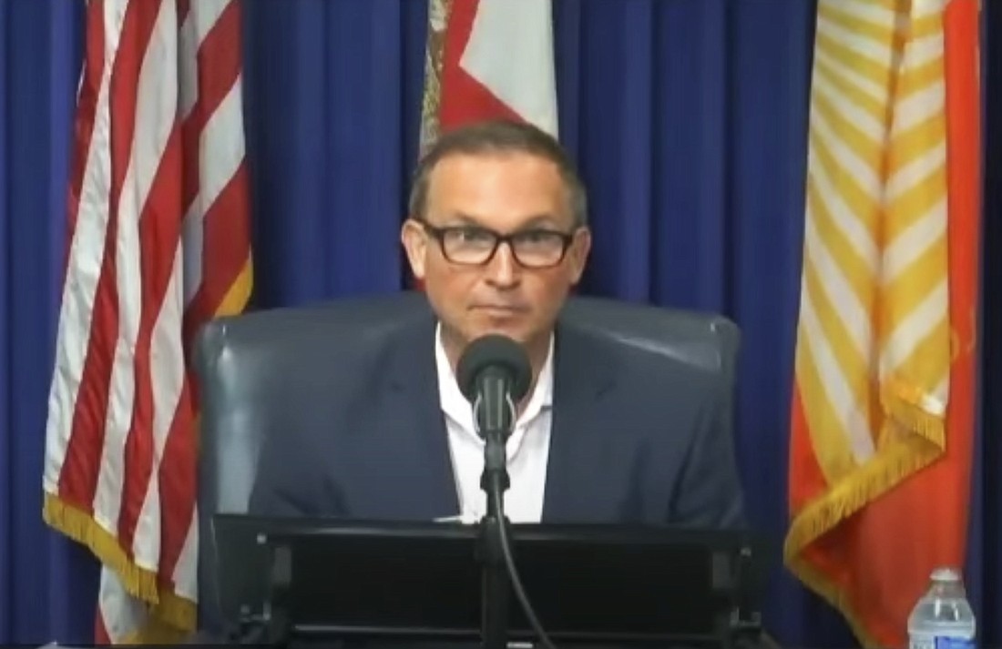 Jacksonville Mayor Lenny Curry speaks at his virtual news conference July 14.