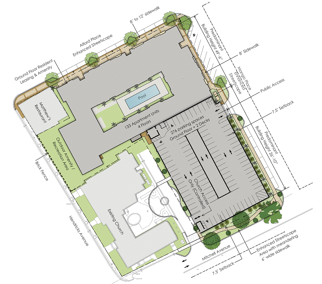 The site plan for the Park Place at San Marco apartments.