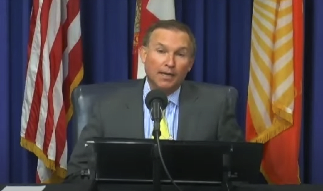 Jacksonville Mayor Lenny Curry speaks at this virtual news conference July 21.