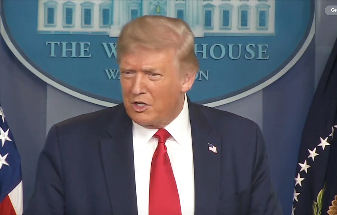 President Trump speaks at his news conference July 23 at the White House.