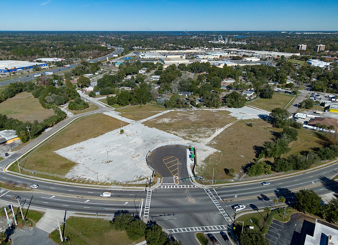 This property along Golfair Boulevard, now a First Coast Flyer transit stop, is being considered as the site for a new KIPP Jacksonville charter school campus.