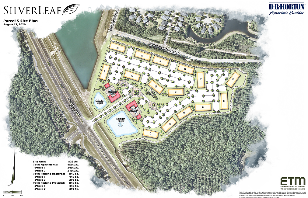 The conceptual site plan for the SilverLeaf apartments.