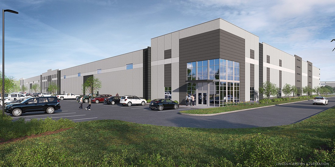 This rendering represents the architecture of the proposed Powers Avenue warehouse by Scannell Properties.