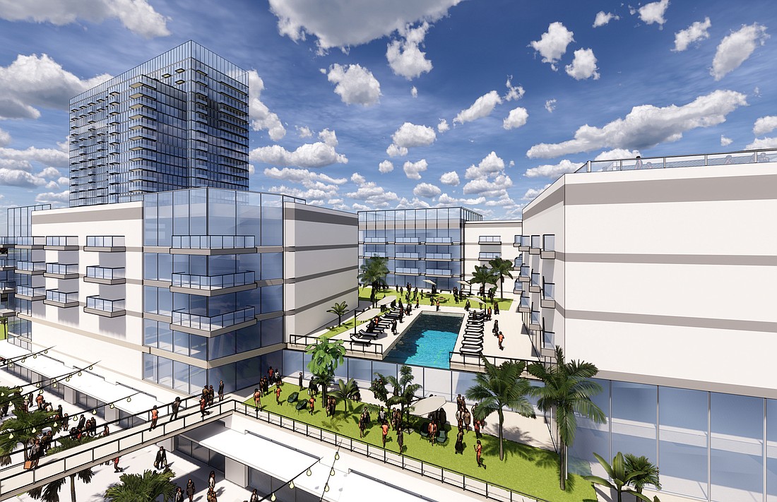 A rendering of the mixed-use project planned for Lot J