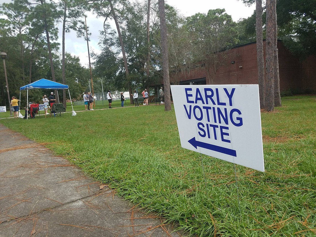 People line up to vote at the Oceanway Community Center in North Jacksonville. Early voting began Oct. 19 in Florida and ends Nov. 1. Election Day is Nov. 3. For more information, visit DuvalElections.com.