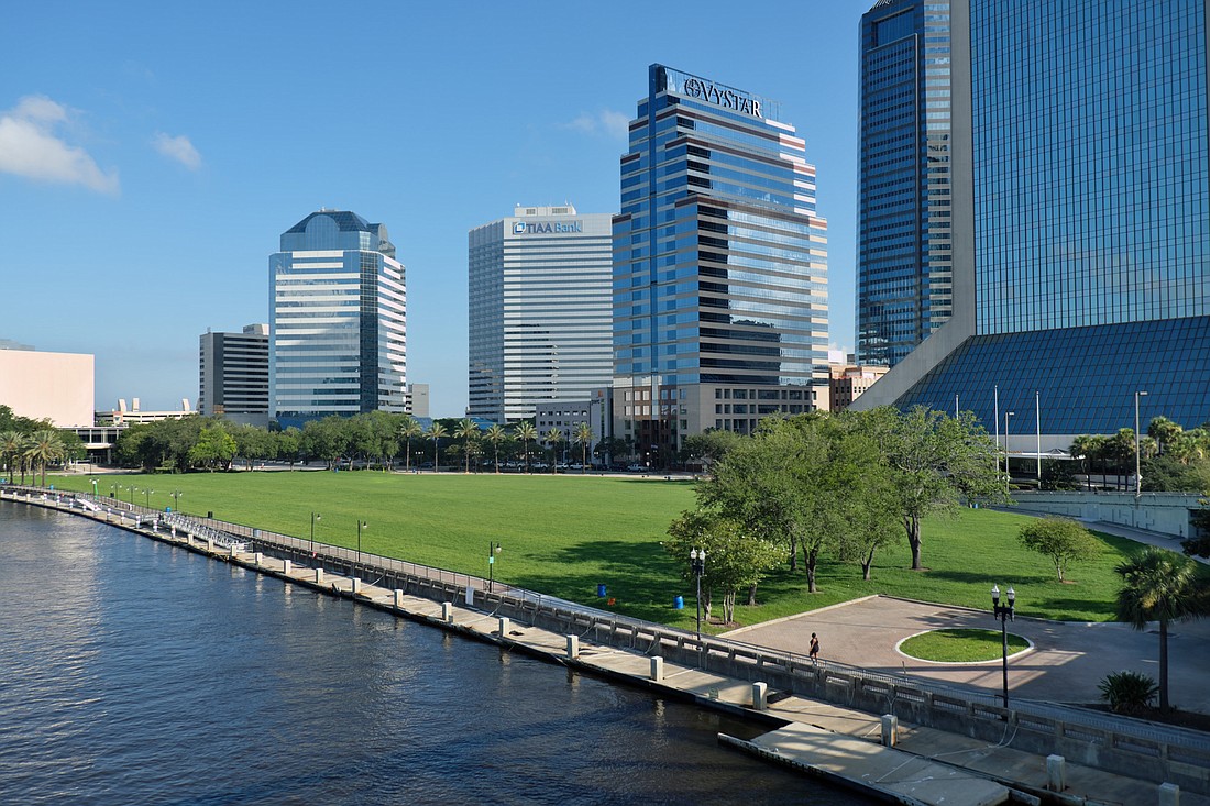 The city plans to spend up to $300,000 to solicit designs for a minimum 4.5-acre riverfront â€œpark/plazaâ€ at the former Jacksonville Landing site.