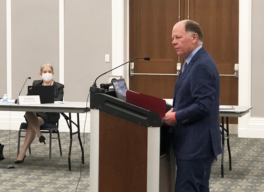 Jaguars President Mark Lamping speaks at the Downtown Investment Authority Board meeting Dec. 2.