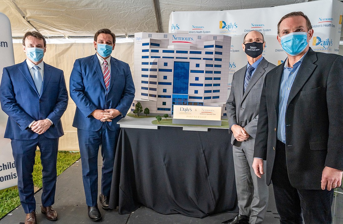 Daily&#39;s President and CEO Aubrey Edge, Gov. Ron DeSantis, Nemours President and CEO Larry Moss and Jacksonville Mayor Lenny Curry attended the dedication.