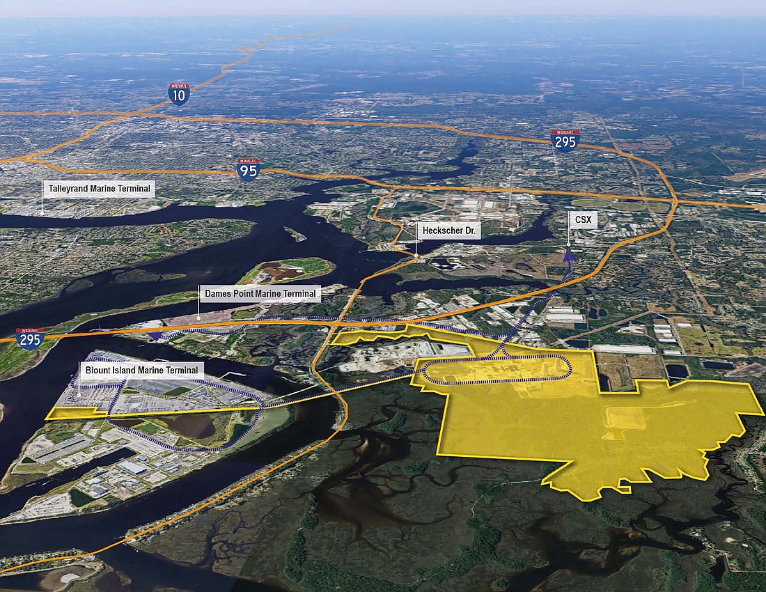 JEA&#39;s  St. Johns River Power Park site and surrounding parcels, shown in yellow, in North Jacksonville.