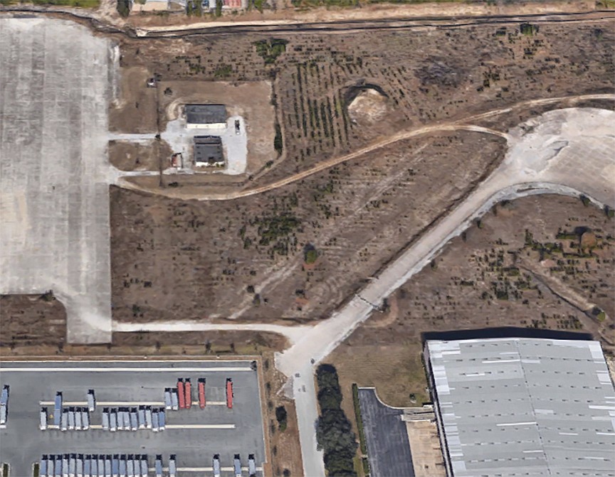 A speculative warehouse is planned at 760 Yeager Road, where Cold Storage Road and Canada Drive intersect. (Google)