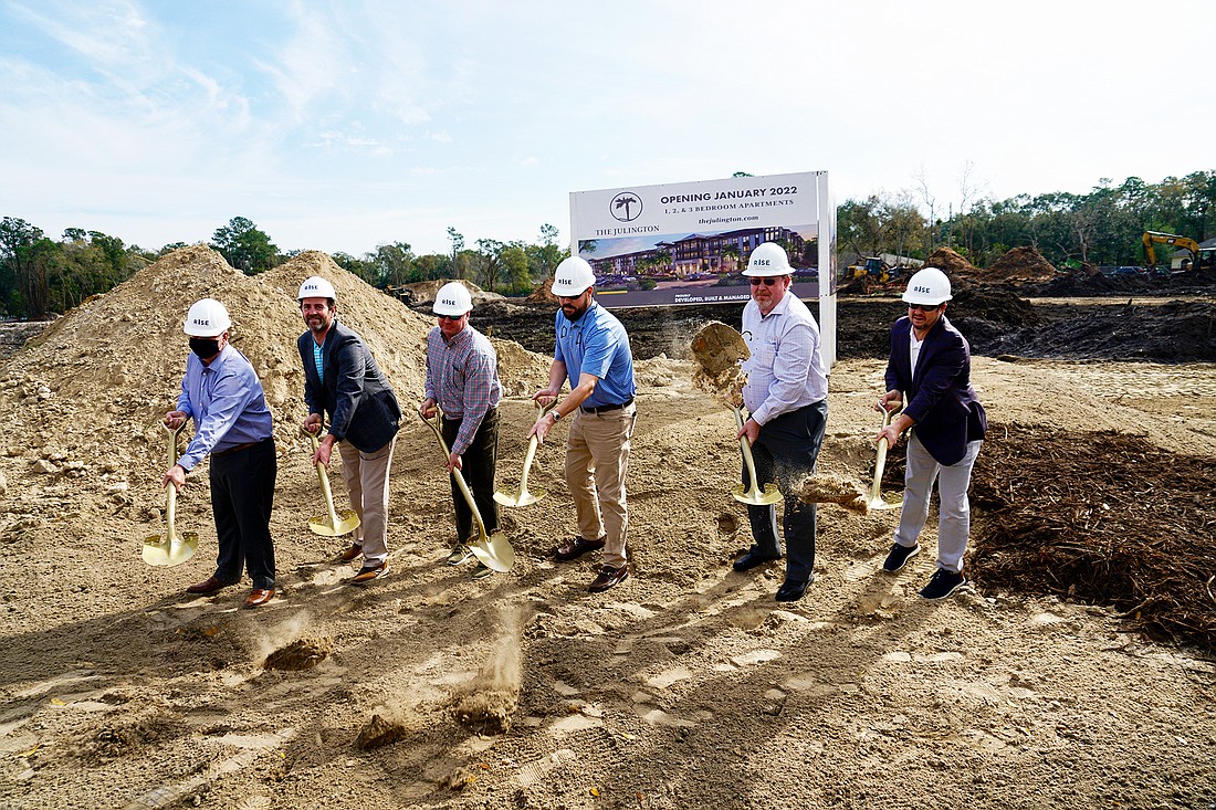 Officials from Rise: A Real Estate Company and other dignitaries take part in a groundbreaking Jan. 26 for The Julington apartments at 2397 San Jose Blvd. in Mandarin.