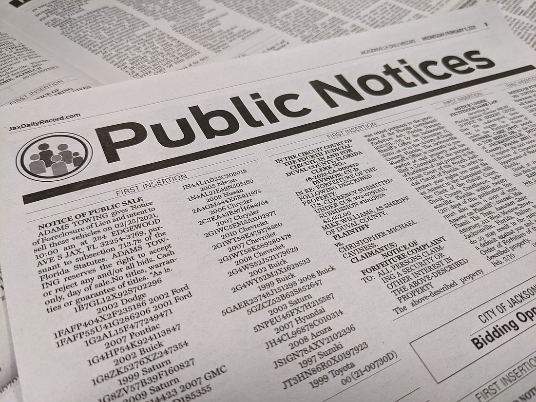 Some of Floridaâ€™s Republican lawmakers want the state to stop paying to print public notices in newspapers and instead put them on government websites.