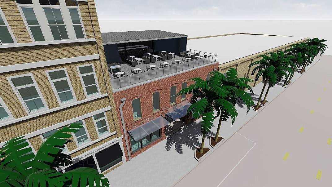  An artist&#39;s rendering of Project 323, a concert venue and rooftop bar, at 323 E. Bay St.