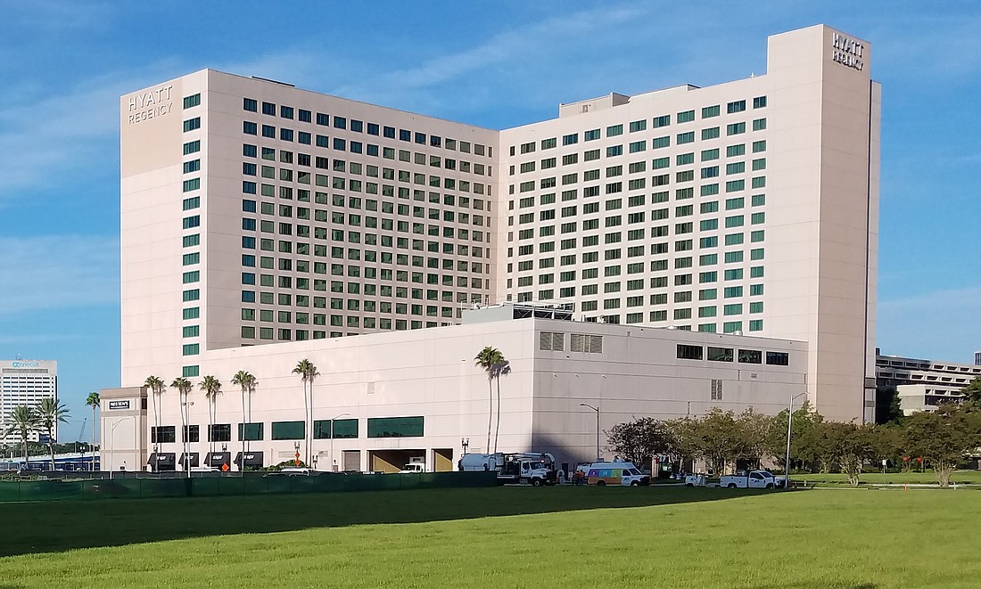 The Downtown Hyatt Regency Jacksonville Riverfront is at 100% occupancy by U.S. Marine Corps recruits under quarantine.