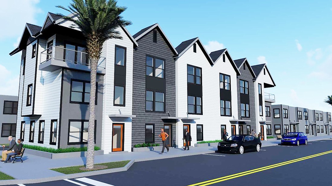 An artist&#39;s rendering of the Johnson Commons town house project proposed for LaVilla.