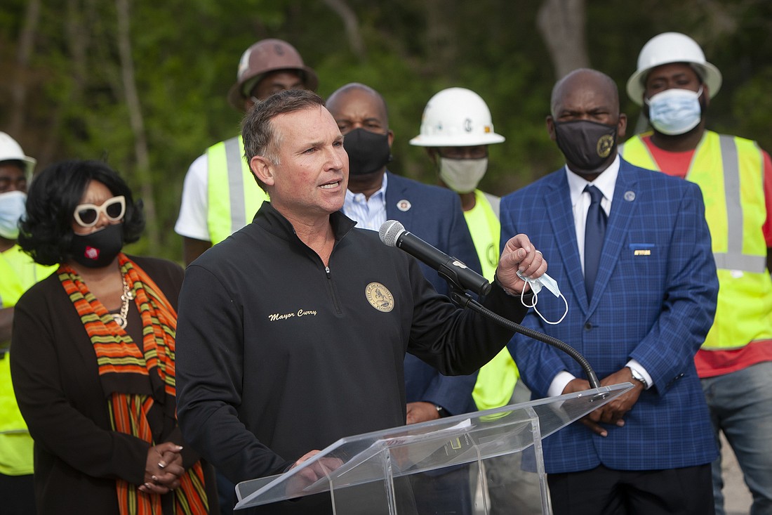 Jacksonville Mayor Lenny Curry announces plans to increase the gas tax to pay for nearly $1 billion in projects. (City of Jacksonville photo)