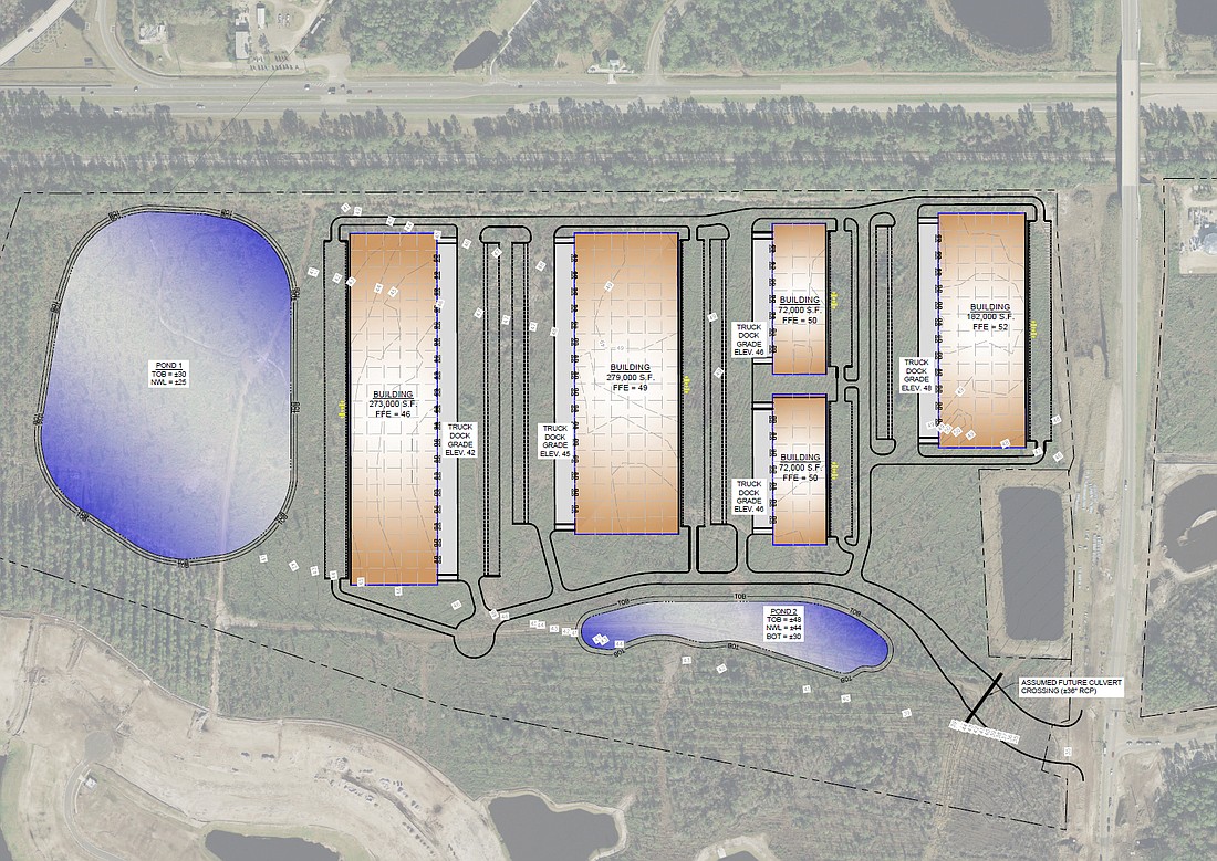 A conceptual plan for Scannell Properties LLCâ€™s proposed Beachwalk North Parcel industrial park.