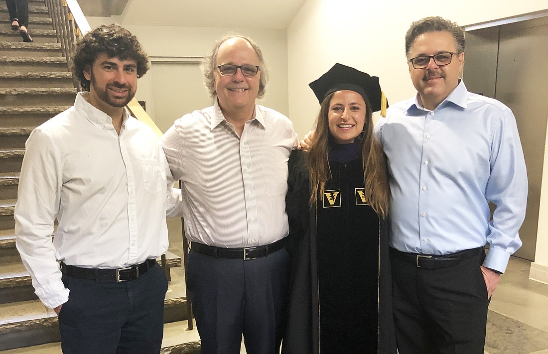 From left, Khalil Farah, Eddie Farah, Dalya Farah and Chuck Farah at Dalya Farahâ€™s graduation from Vanderbilt University Law School.