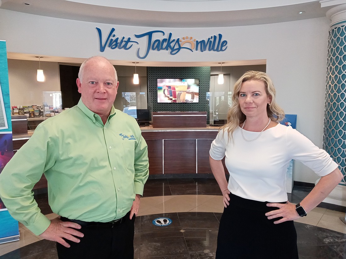 Visit Jacksonville President and CEO Michael Corrigan and Director of Sales and Services Jeanne Bothwell in the Downtown visitor center at 100 N. Laura St. They are working to boost hotel occupancy in Duval County.