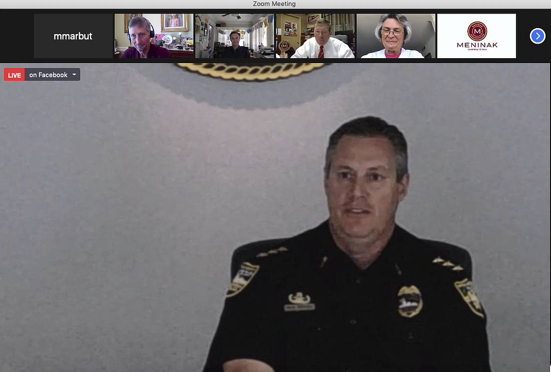 Jacksonville Sheriffâ€™s Office Director Mike Bruno speaks April 26 to the Meninak Club of Jacksonville via Zoom.