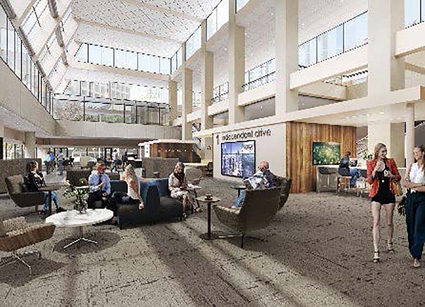 The lobby will be renovated with extensive new furniture, open seating, terrazzo floors and other up-to-date elements.
