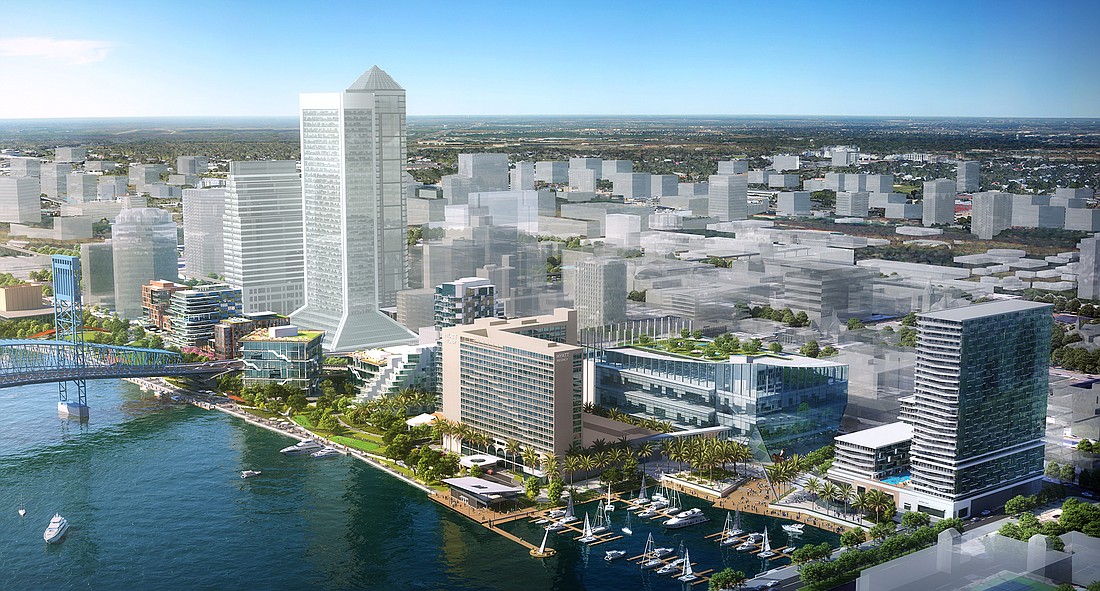 The Riverfront Jacksonville would stretch from the former Jacksonville Landing site to the former Duval County Courthouse site.