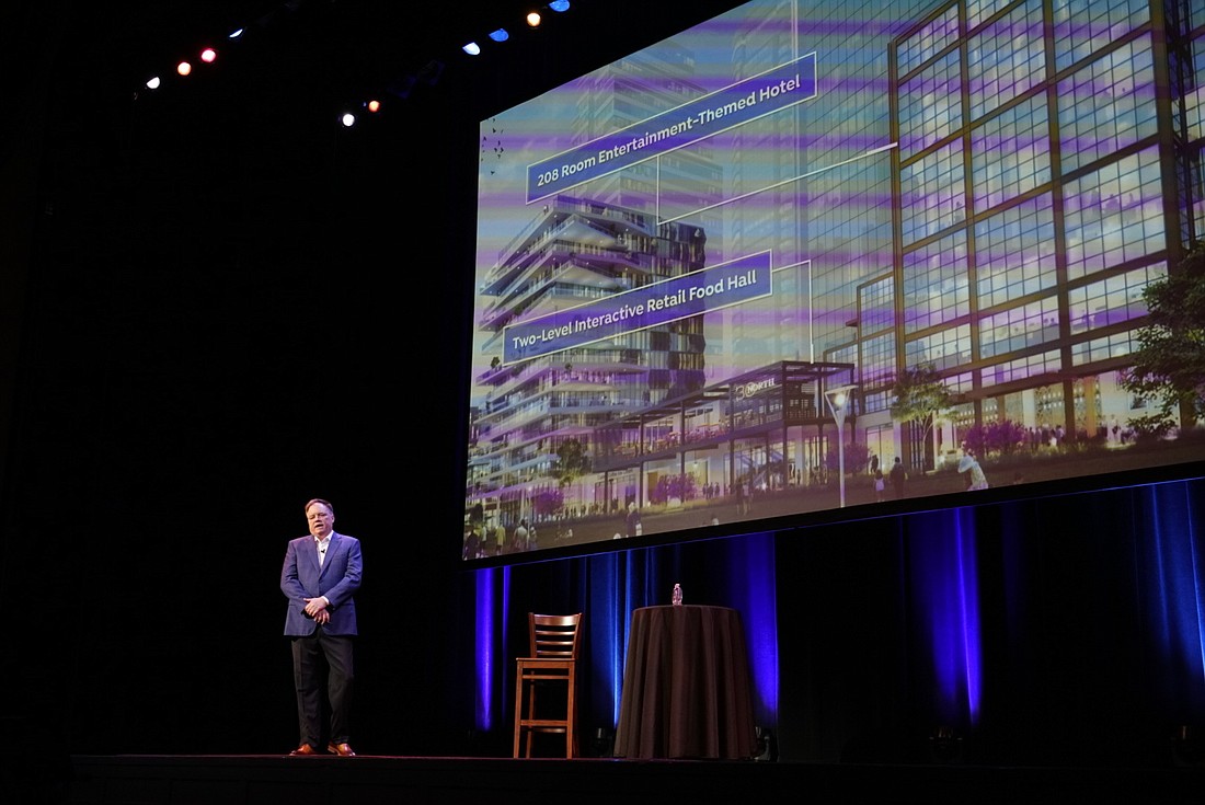  SouthEast Development Group LLC Managing Director Steve Atkins presents his plan for the Downtown Northbank on June 1 at the Florida Theatre.