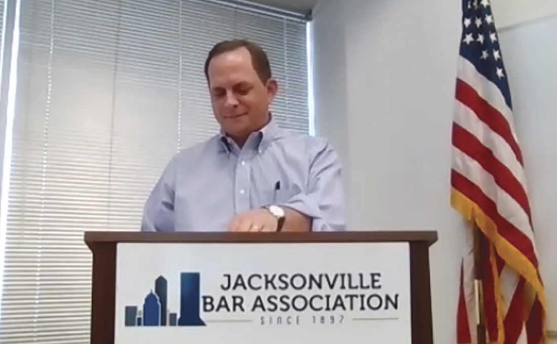 Attorney Trey Mills presents a remote and in-person CLE program for the Jacksonville Bar Association.