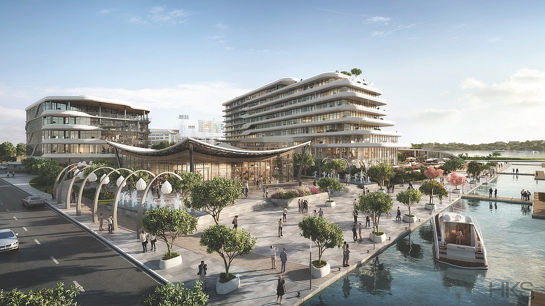 The first phase of the Shipyards development comprises and office building, Four Seasons Hotel and Residences and a renovated marina with a new building. The rendering was released by the Jaguars on June 3.