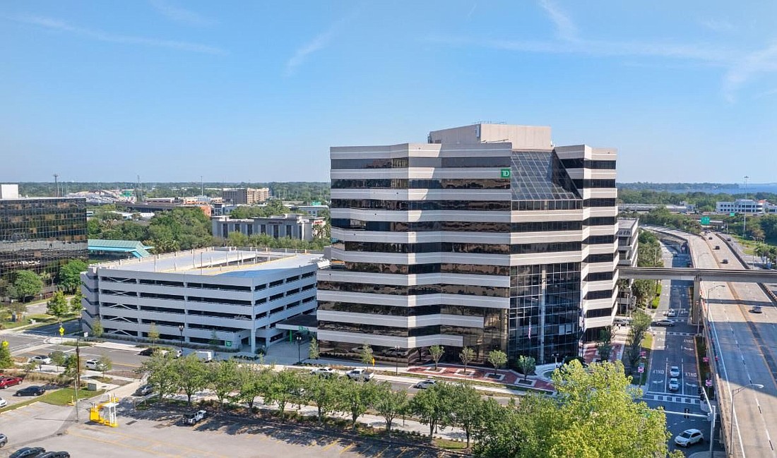 The 10-story former Stein Mart headquarters has 200,627 rentable square feet and an adjacent six-level, 525-space parking garage. The property comprises 1.92 acres at 1200 Riverplace Blvd.