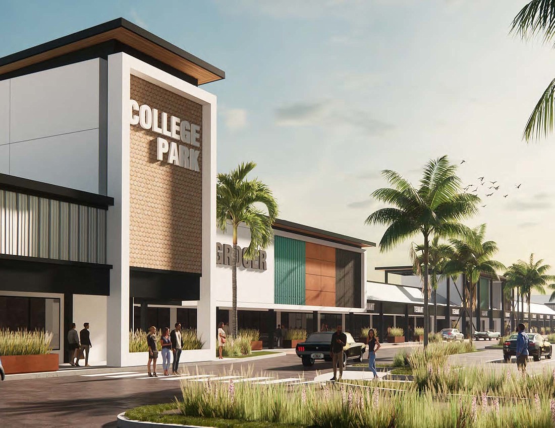 Plans for College Park, the renamed Town & Country Shopping Center at northeast University Boulevard and Arlington Expressway, include a new facade, parking lot and landscaping improvements, grocery, apartments and food court.