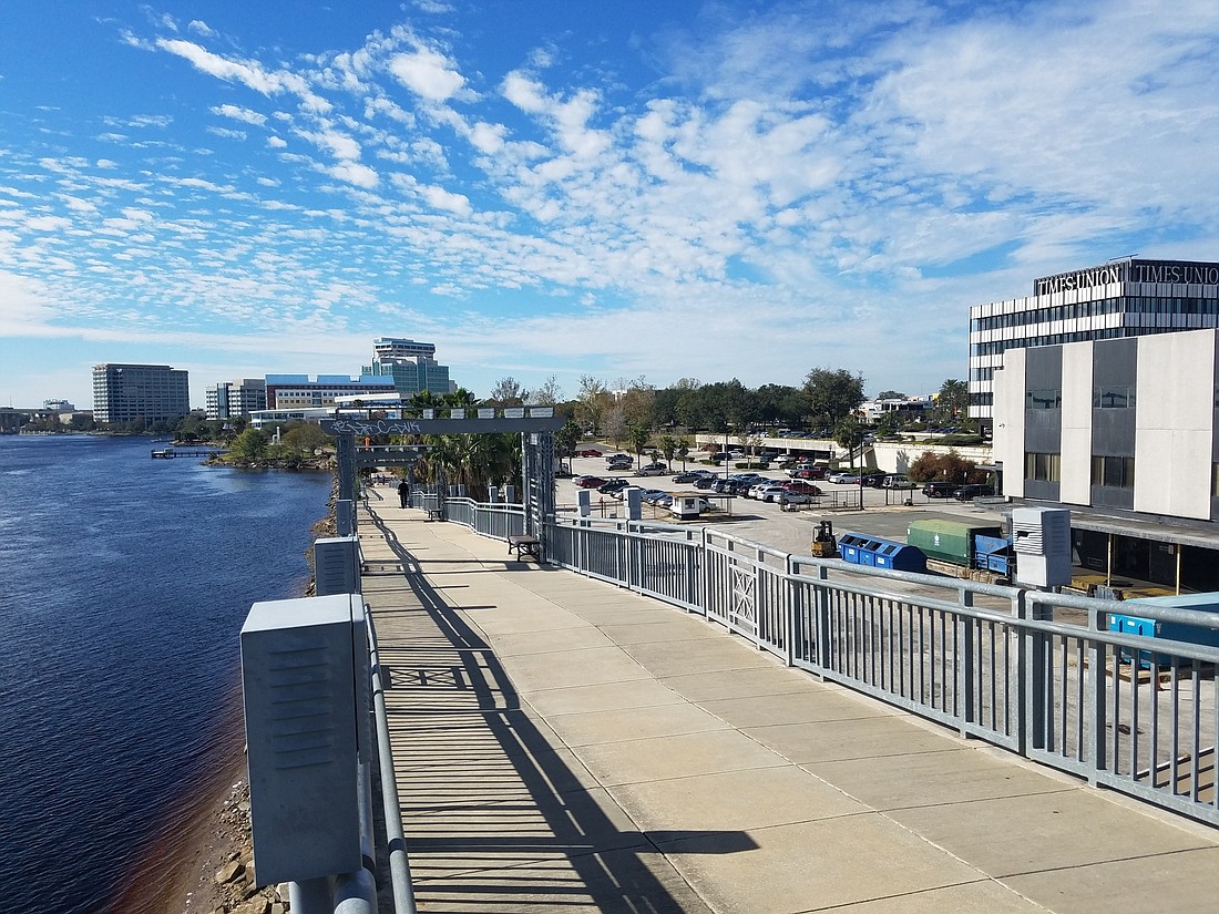 The Northbank Riverwalk passes the former site of The Florida Times-Union.