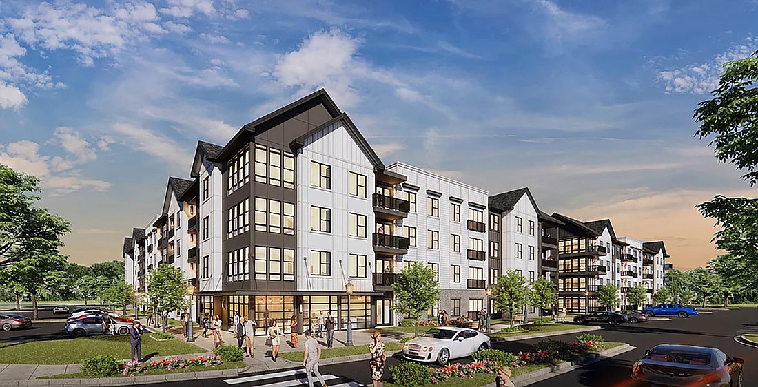 An artist&#39;s rendering of the Eastborough apartment project.