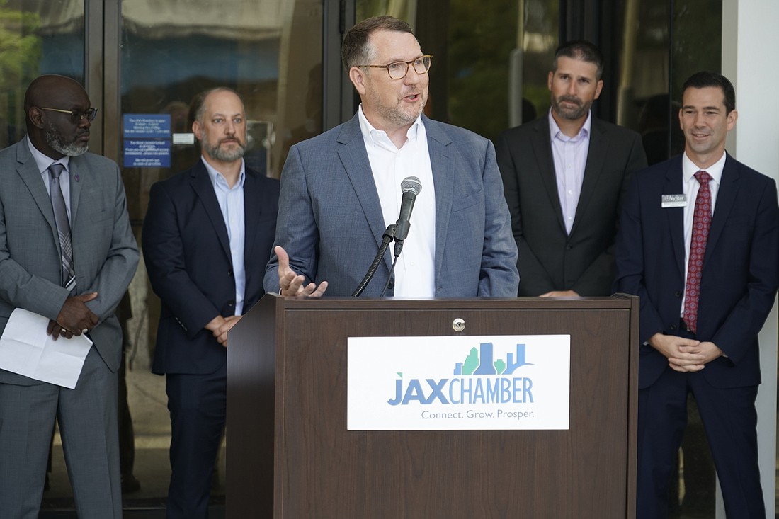 Nymbus Chairman and CEO Jeffery Kendall announced his companyâ€™s move to Jacksonville on Oct. 5 at the JAX Chamber Downtown. (Photos by Katie Garwood)