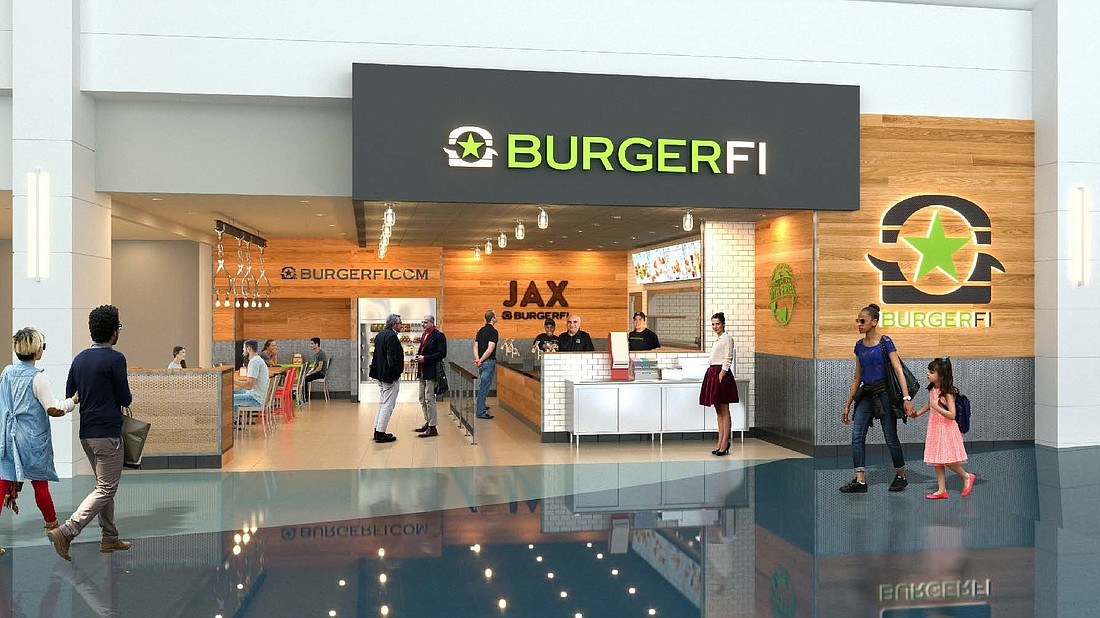 BurgerFi will take the place of the Brooks Brothers store near where passengers pass through security at Jacksonville International Airport. The clothing store closed and will not reopen.