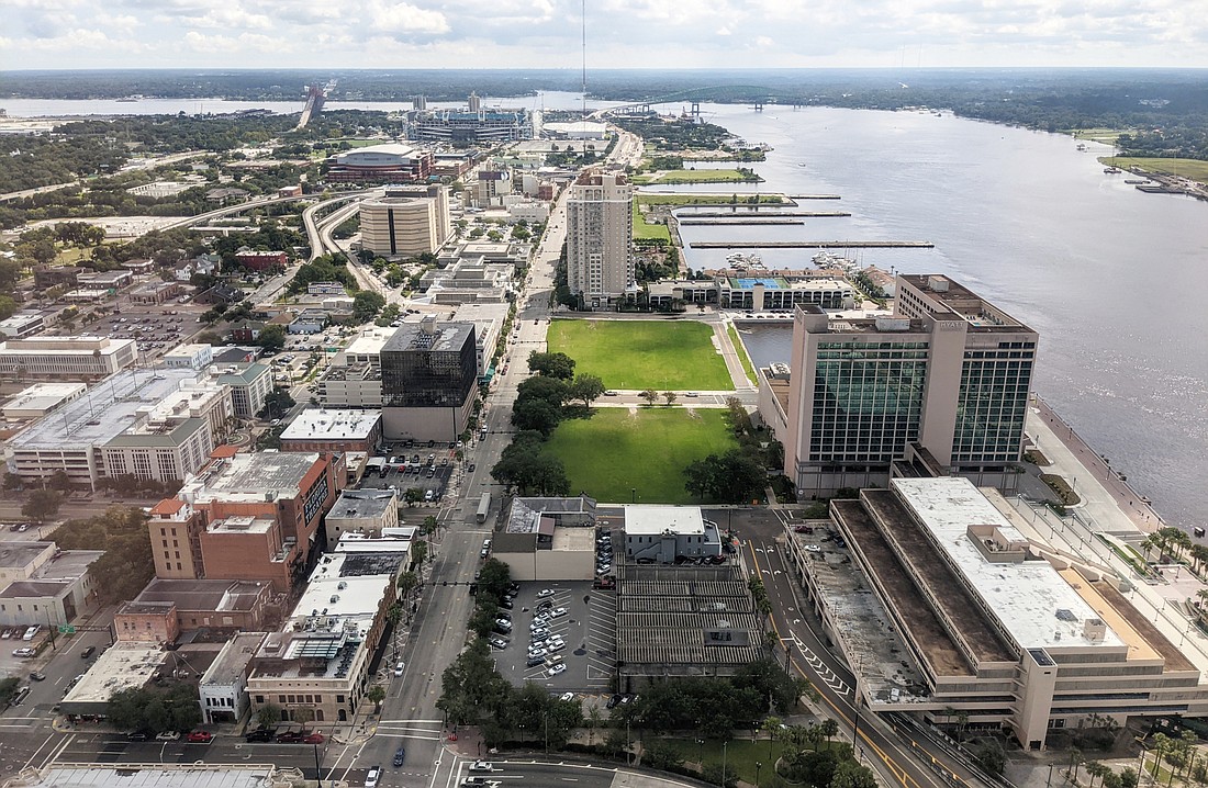 The Ford on Bay is the lawn area adjacent to the Hyatt Regency Jacksonville Riverfront hotel.
