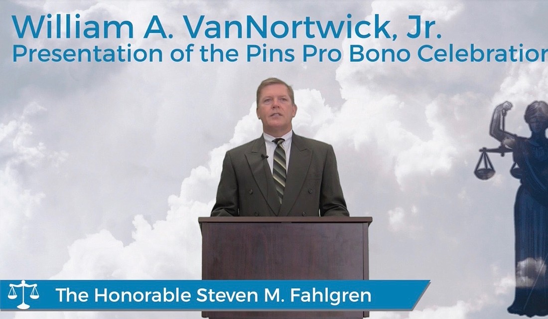 Circuit Judge Steven Fahlgren, chair of the 4th Circuit Pro Bono Committee, hosted the William A. Van Nortwick Jr. Presentation of the Pins Pro Bono Awards Ceremony. Watch a video of the vitual event at youtu.be/0fAacJDfggs