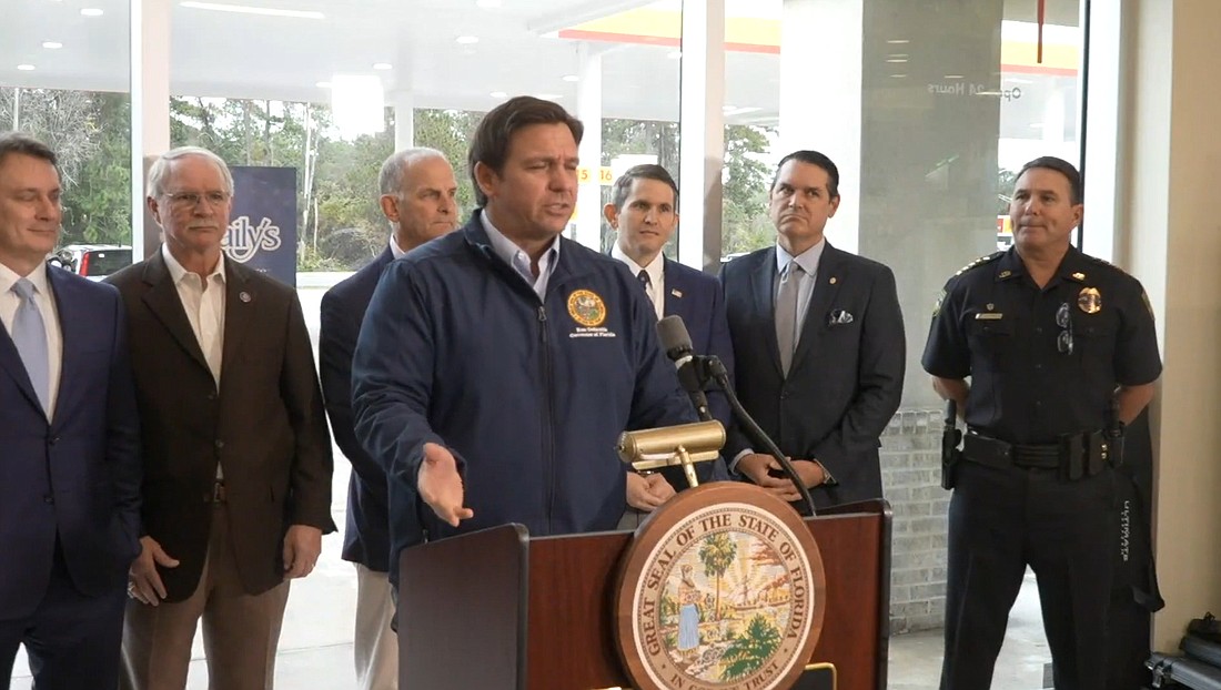 Gov. Ron Desantis announces his proposal to cut the state tax on gas at Dailyâ€™s Place on Kernan Boulevard in Jacksonville.