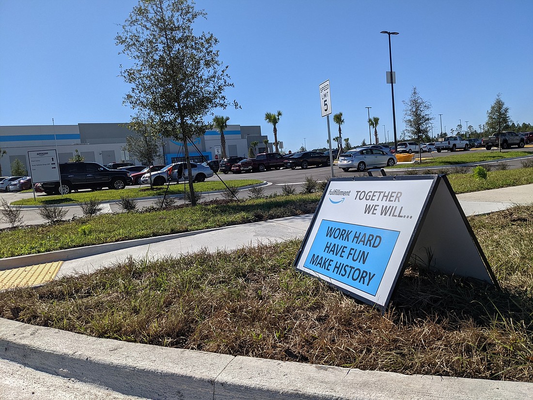 The 278,237-square-foot Amazon sortation center at 13450 Waterworks St. The facility is one of several e-commerce projects The facility is one of several e-commerce projects driving growth in Northeast Florida.