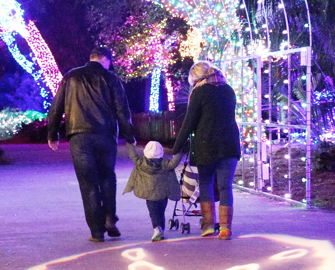 ZOOLights at the Jacksonville Zoo and Gardens offers mystical light displays, a ride on the Zoo Express train and pictures with Santa.
